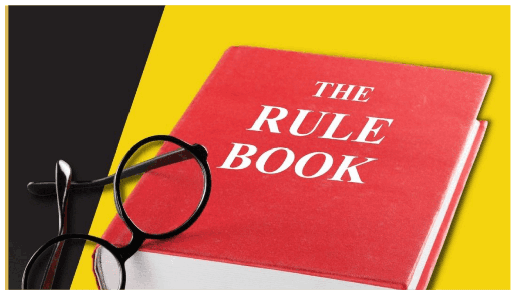 Image of a red book titled The Rule Book